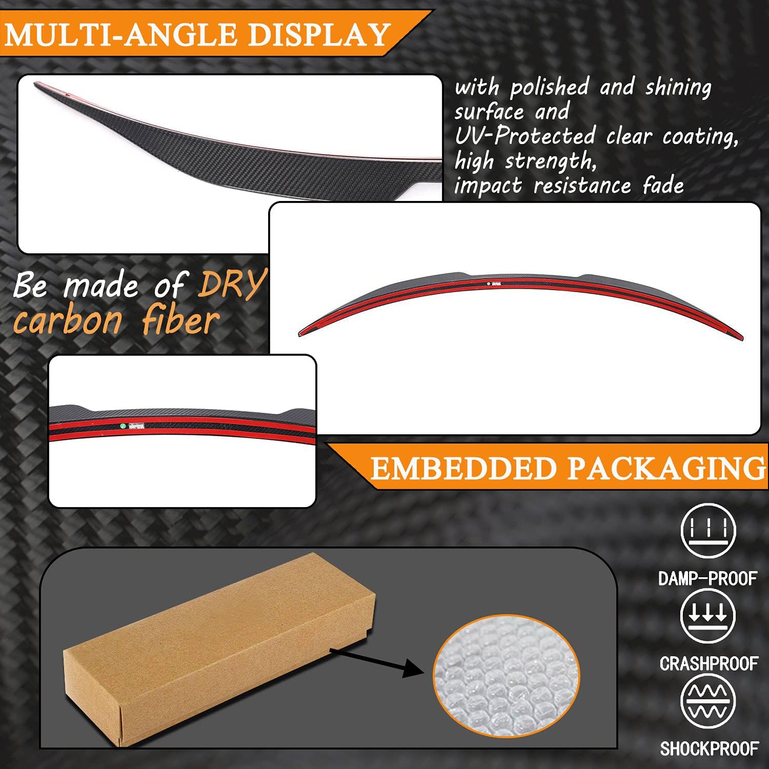 Dry Carbon Fiber Spoiler for Alfa Romeo Stelvio 2017-2024 Rear Mid Trunk Boot Lid Highkick Spoiler Wing Lip Facctory Outlet (Style A)