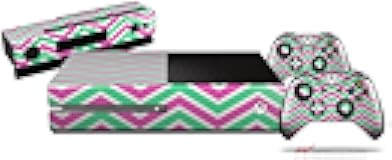 Zig Zag Teal Green and Pink - Holiday Bundle WraptorSkinz Decal Style Vinyl Skin Wrap compatible with XBOX One Original Console, Kinect and 2 Controllers (GAMING SYSTEM NOT INCLUDED)
