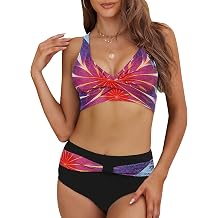 Adigaber Women's Two Piece Swimsuits High Waisted Printed Bikini Sets
