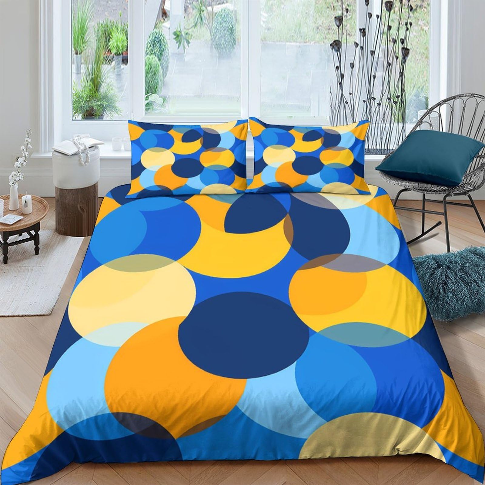 Ctjqhvkz Style-9 3D Printed Colorful Geometric Circles Fitted Sheet Microfiber Soft Mattress Cover For Bedroom Guest Room Decor Protection Single（135X200cm）