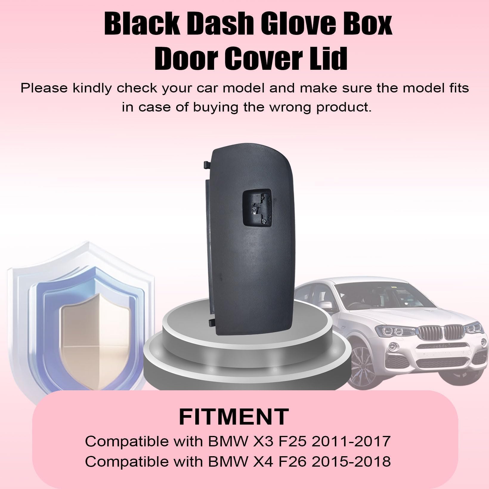 NLQR 51166839000 Schwarz Dash Handschuhfach Türabdeckung Deckel Kompatibel mit BMW X3 F25 F26 2011 2012 2013 2014 2015 2016 2017 2018