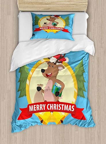 Miniatura 58 de Ambesonne Synthwave Duvet Cover Set, Abstract Halftone Inspired Dos with Colorful Retro Zigzags Graphic, Decorative 3 Piece Bedding Set with 2