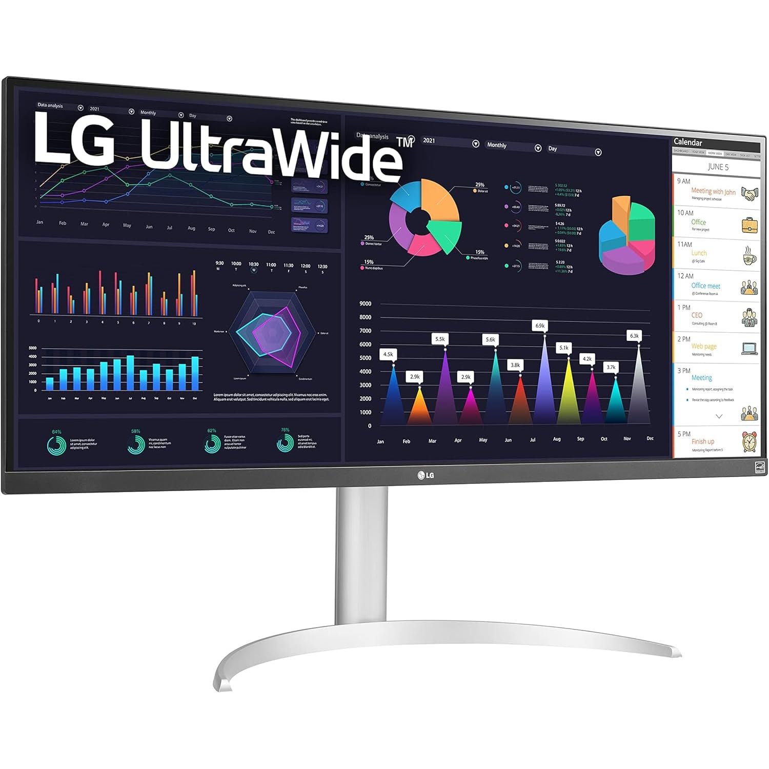 LG34型(21:9)ウルトラワイドモニター 34WQ650-W LG 34WQ650-W 34 Inch 21:9 UltraWide Full HD (2560 x 1080) IPS