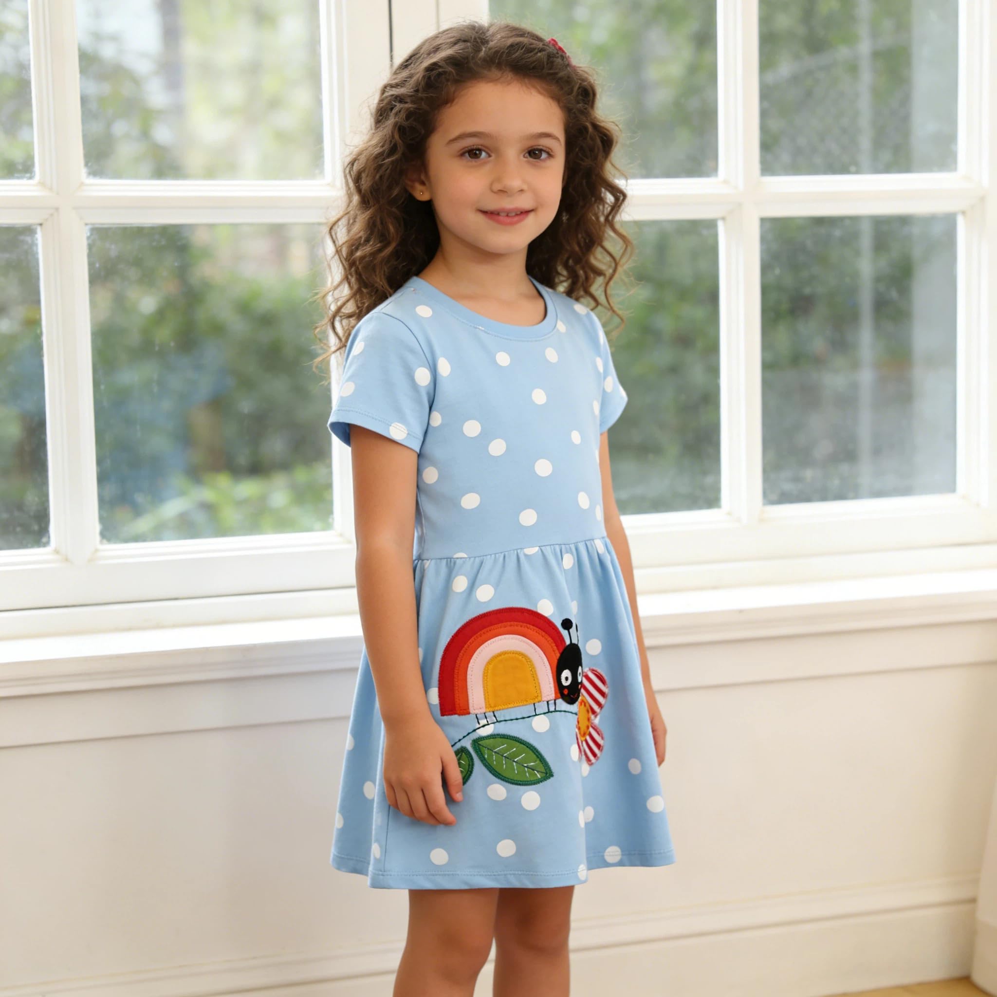 Vestido Niña Unicornio Algodón Cuello Redondo Princesa Fiesta Verano Talla 2-8 Años