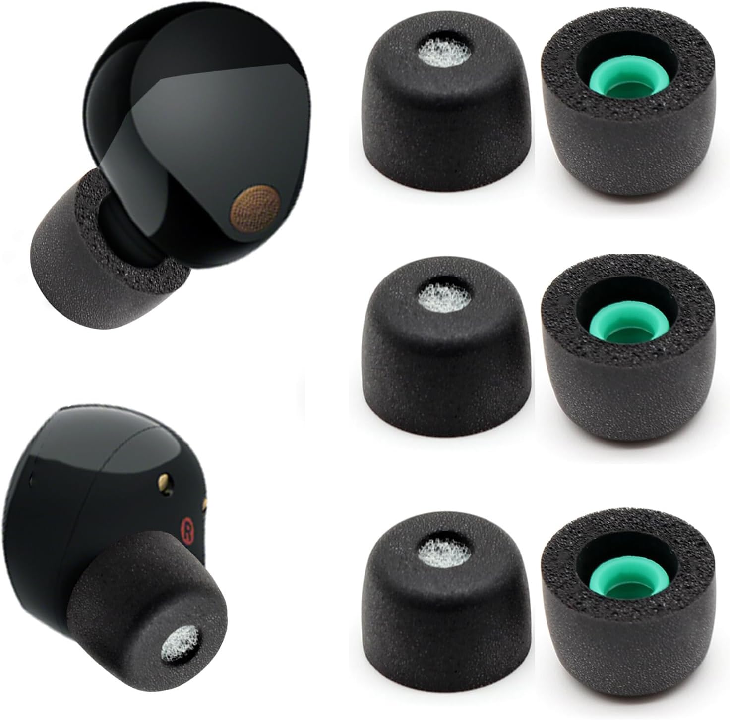 3 Pairs Memory Foam Eartips Ear Buds for Sony WF-1000XM6 & WF-1000XM5, Ear Tips Replacement Sony Ear Piece Foam Tips for WF-1000XM6/XM5 Fit Charging Case(Matt Surface, M)