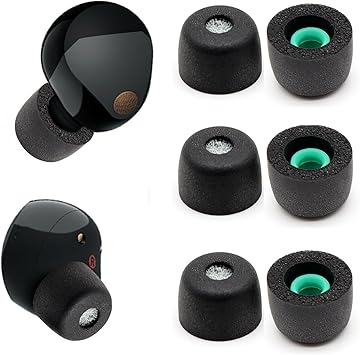 3 Pairs Memory Foam Eartips Ear Buds for Sony WF-1000XM6 & WF-1000XM5, Ear Tips Replacement Sony Ear Piece Foam Tips for WF-1000XM6/XM5 Fit Charging CaseMatt Surface, M