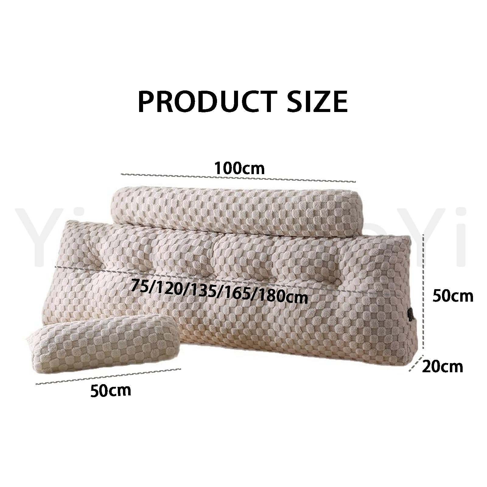 Genérico Respaldo Cama Cojines, Cojín en Cuña con Cojín Cervical Extraíble, Cojín de Lectura, Almohada Triangular para Lectura y Descanso en Cama,A-85x20x50cm