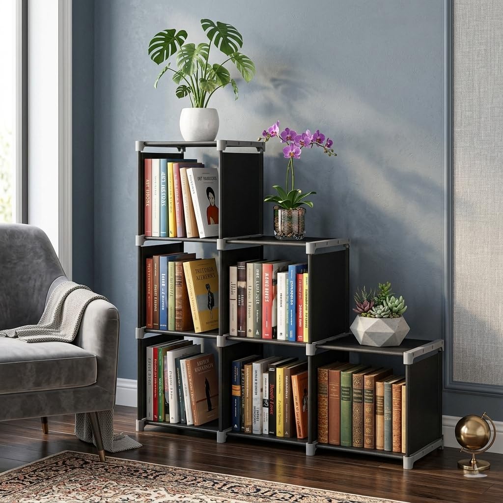 VIRAH 6-Cube Storage Shelf Organizer, Non-Woven Fabric & Steel Frame, Freestanding, Open Shelving, Modular & Stackable, Portable-image-38
