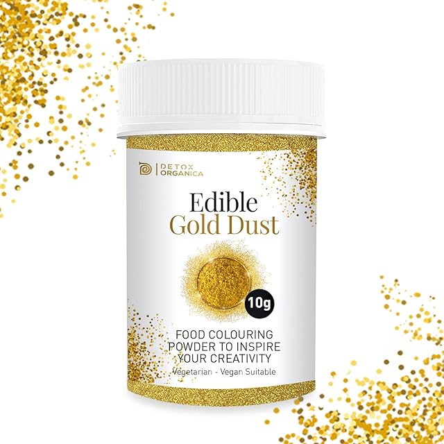 Gold Edible Glitter for Cakes 10g  Gold Dust for Cakes Icing, Muffins, Drinks Decorations Edible  Suitable for Vegans, Vegatarians