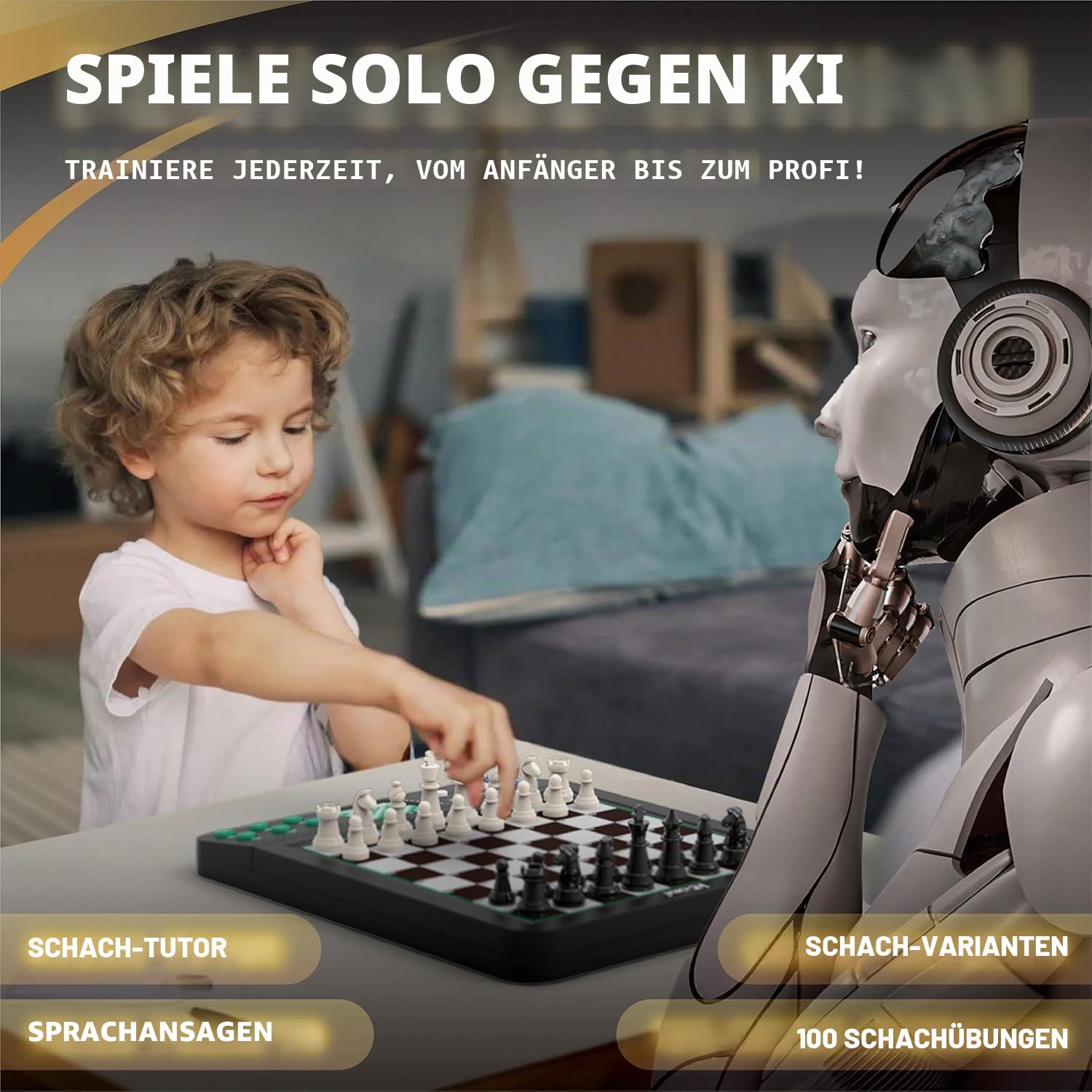 Electronic Chess Set Intelligente,und LED Sensorbeleuchtung der ideale Partner für Schachtraining und Unterhaltung geeignet für Anfänger bis Fortgeschrittene