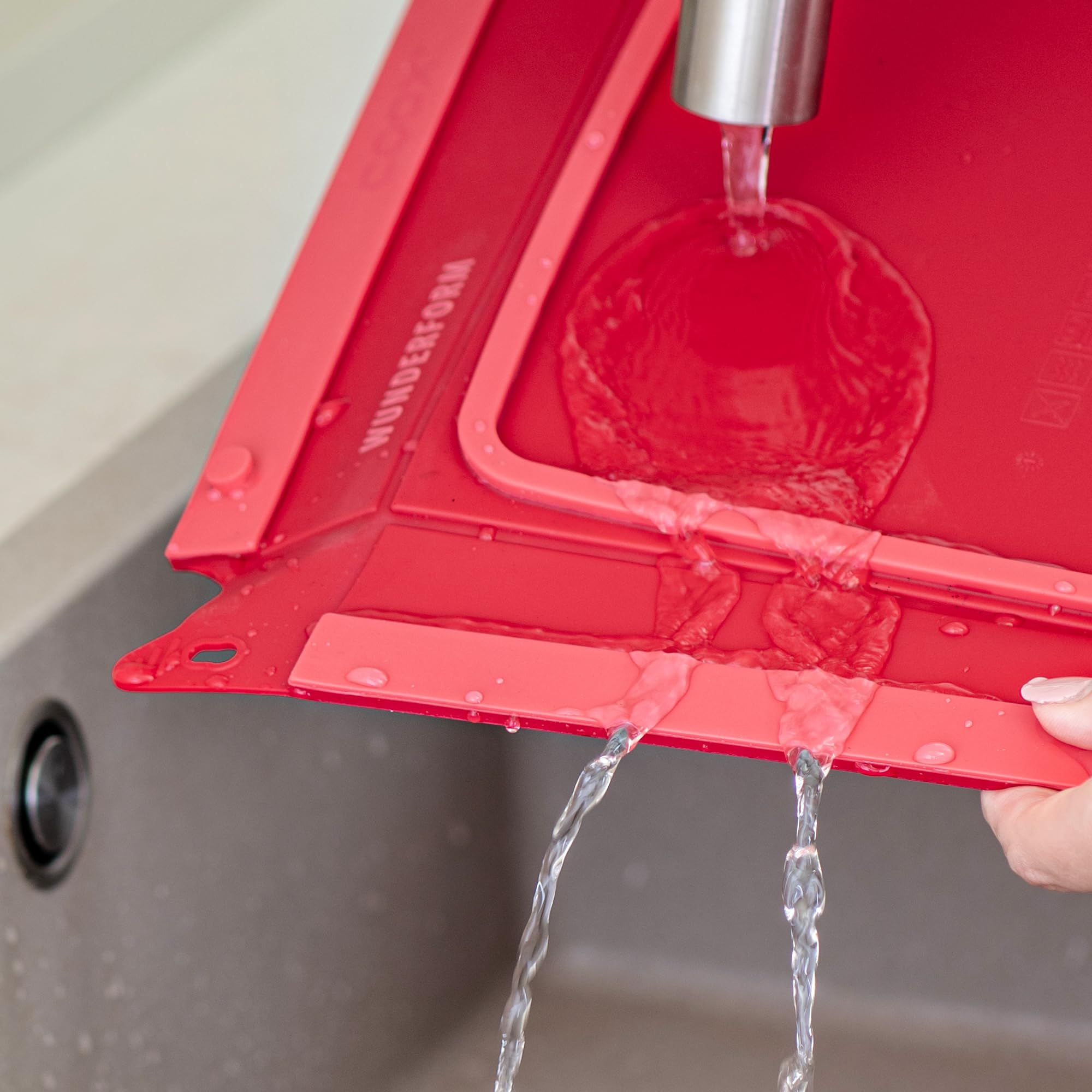 coox WUNDERFORM Frame MQ - die faltbare Kastenform mit Metallverstärkung - Backen & Servieren in Einem I Antihaft-Silikon I Spülmaschinenfest I Kein Stürzen I BPA-frei Rot