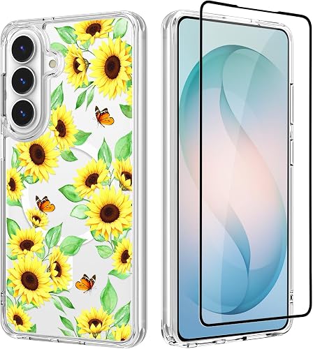 OOK Magnetic for Samsung Galaxy S26 Plus Clear Case,Sunflower