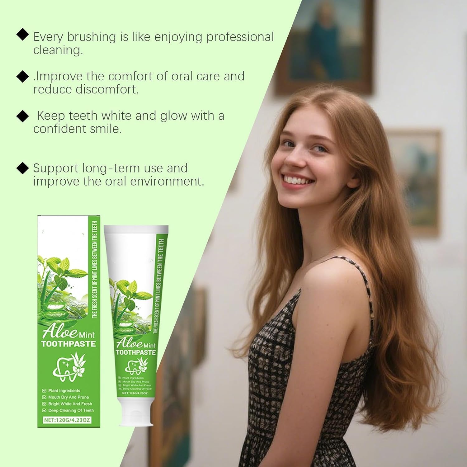 Dentifricio all'Aloe Vera e Menta, cura delicata del cavo orale (3pcs) | Estratto lenitivo di aloe, gusto rinfrescante alla menta, pulizia delicata, favorisce il benessere delle gengive