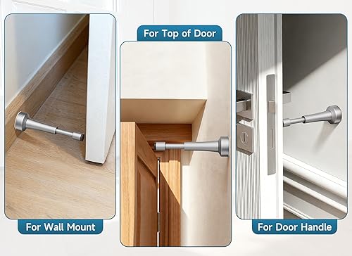 Miniatura 6 de 2 topes de puerta de resorte para pared, tope de puerta de 4.33 pulgadas para parte inferior de la puerta, tope de puerta de aluminio con punta
