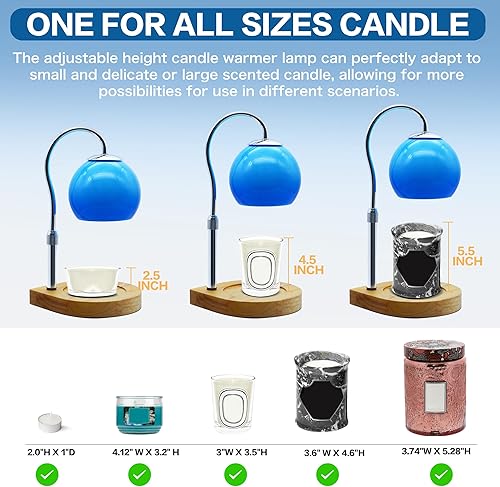 Miniatura 5 de Lámpara Calentadora de Velas con Temporizador 2H4H8H, Lámpara de Vela Ajustable en Altura y Atenuable con 2 Bombillas, Calentador de Cera para Velas