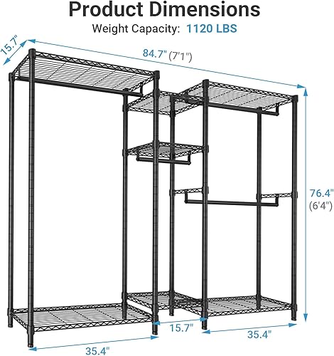 Miniatura 4 de VIPEK Classic V6 Plus - Perchero de alambre resistente para colgar ropa, perchero de metal independiente para armario, perchero portátil, 84.7