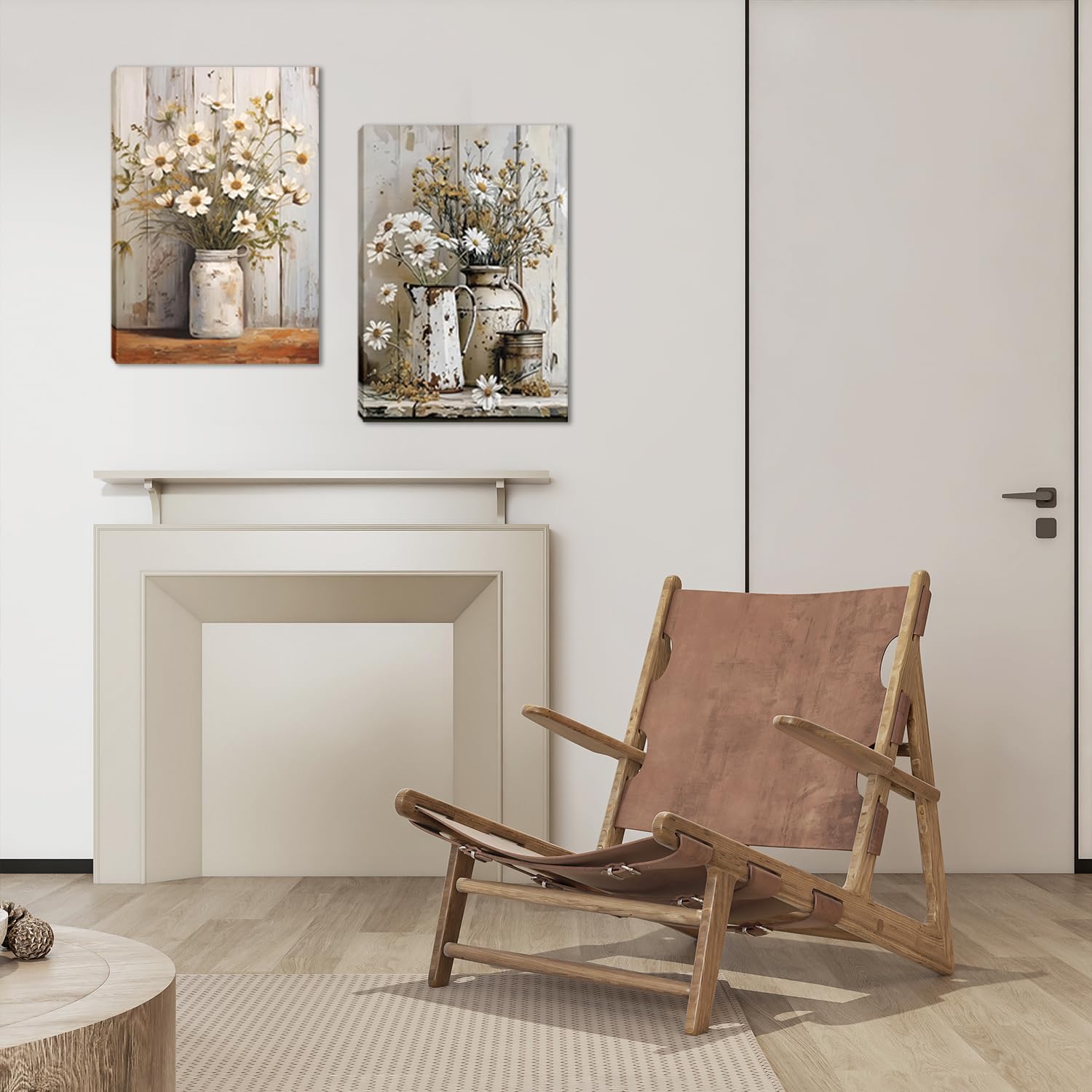 Daisy Bathroom Canvas Wall Art Set of 3, Vintage Rustic Farmhouse Wall Decor Paintings, Living Room Floral Posters Prints Pictures for Bathroom Bedroom Living Room Home Decor 12x16 Inch Framed