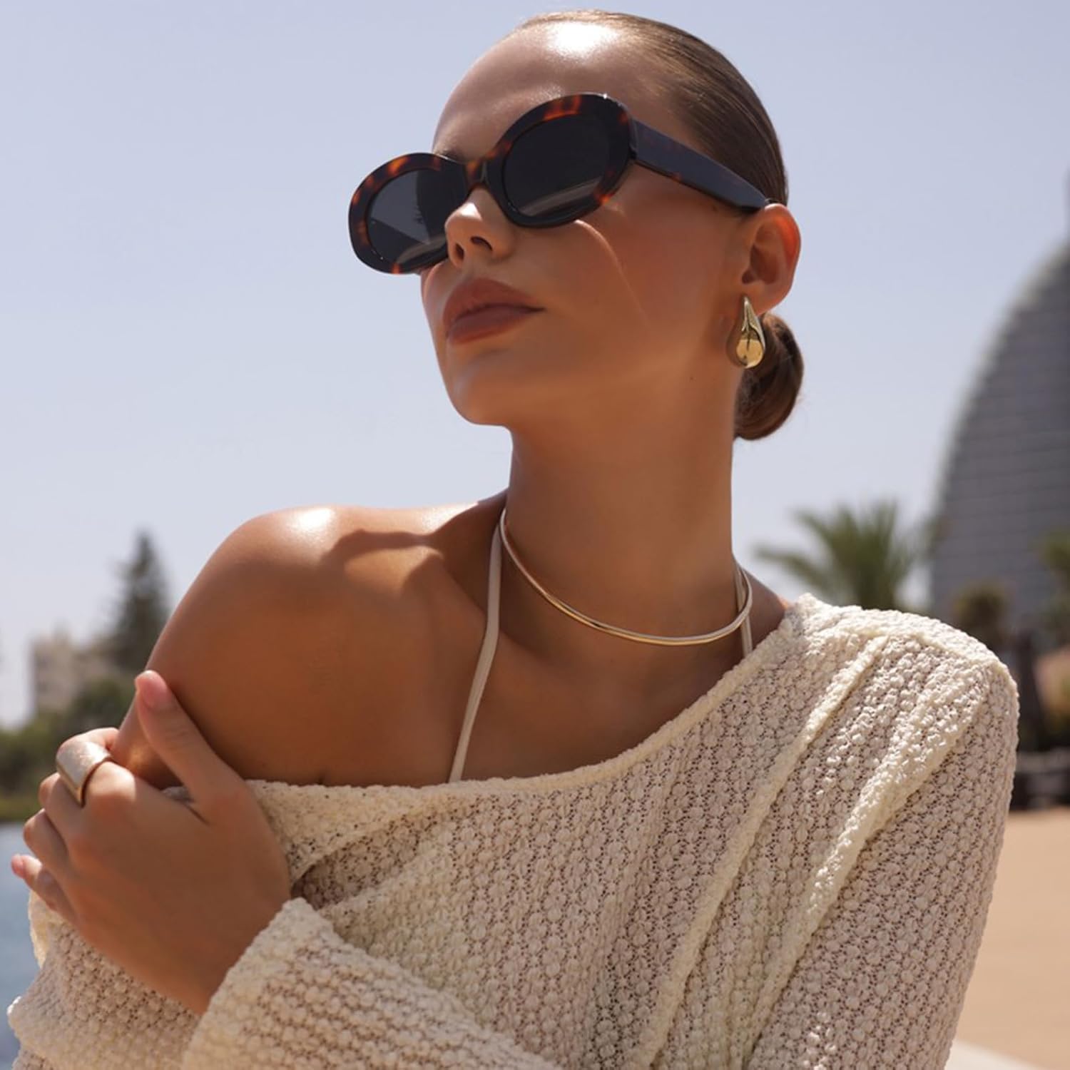 Teardrop Earrings for Women 14K Gold Plated Chunky Hoop Waterdrop Earring Dangle Lightweight Statement Drop Earrings Hypoallergenic Trendy Fashion Jewelry Gifts - Image 5