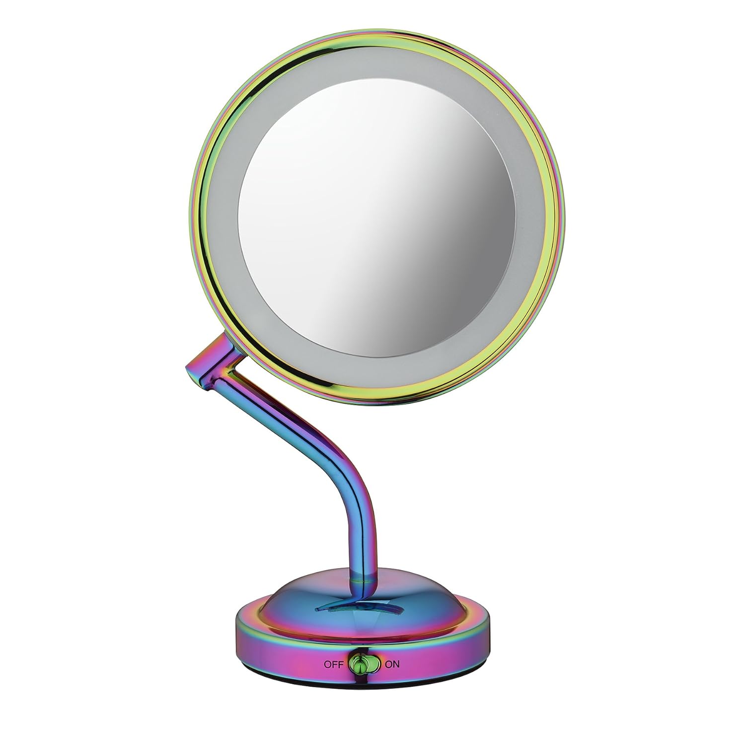 Conair Double-Sided Battery Operated Lighted Makeup Mirror - Lighted Vanity Makeup Mirror with LED Lights; 1x / 5x Magnification; Polished Chrome Finish