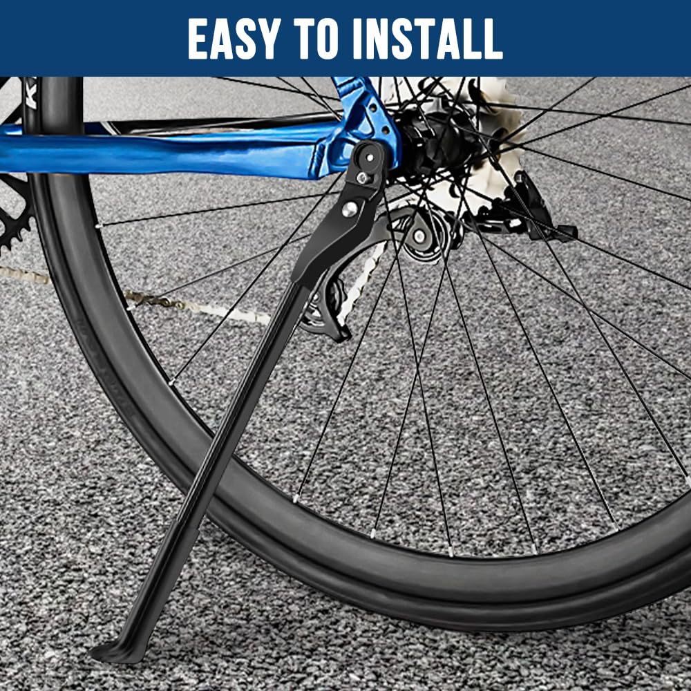 WOTOW Cavalletto Bici, Regolabile Alluminio Lega Cavalletto Laterale, Cavalletto per Bici Porta Laterale per Bici a sgancio rapido per bicicletta da 24”-27,5” e Pollicie Bici 700C 650C