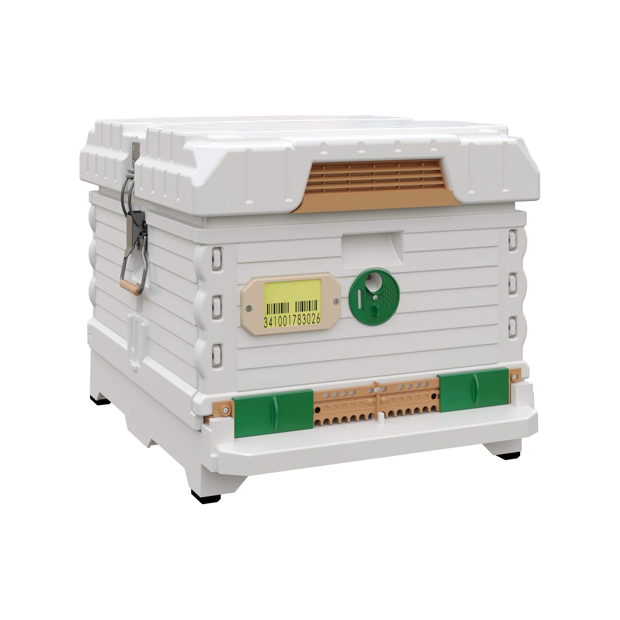 Apimaye Ergo Insulated 10 Frame Bee Hive Set [NO Frames Included] (Single Hive, White Body Green Entrance)