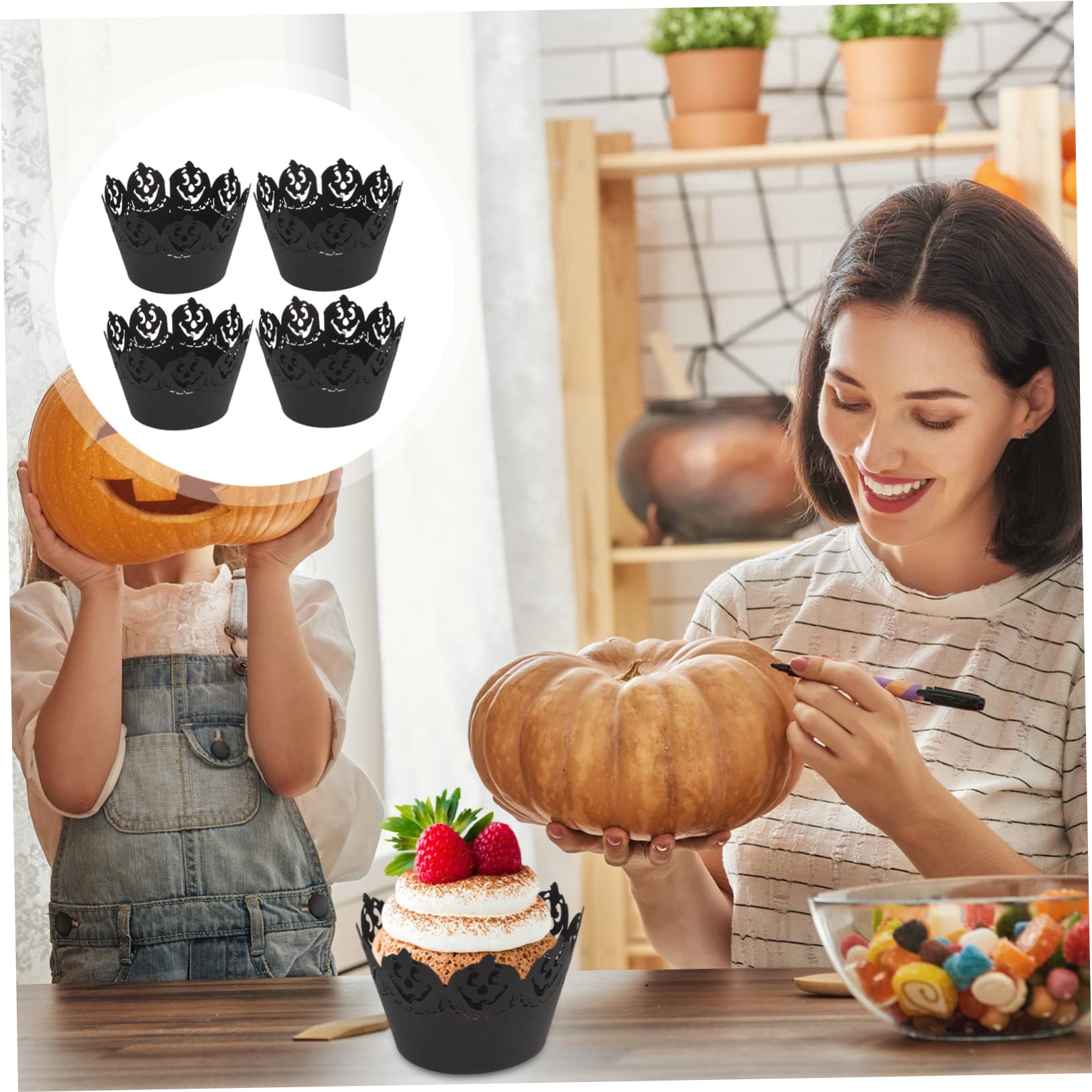 PRETYZOOM 96 Pz Bicchiere di Carta Vuoto Pirottini Giganti per Cupcake per Torte Carta da per Torte Ornamento della Torta Grandi Pirottini per Muffin Torta di Compleanno Zucca