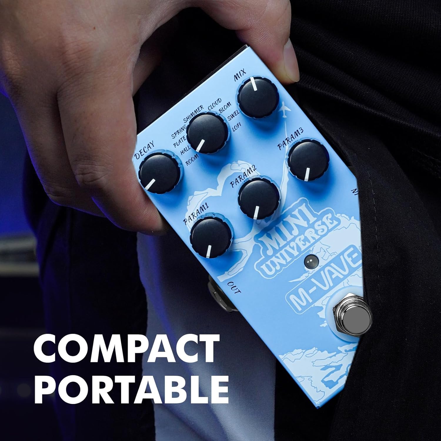 M-VAVE Reverb Guitar Pedal Digital Effect Reverb 9 Modes Room, Hall, Shimmer, Lofi, Spring, Bloom, Swell, Plate, Cloud Selection for Guitar Bass Reverberation Effect MINI-UNIVERSE