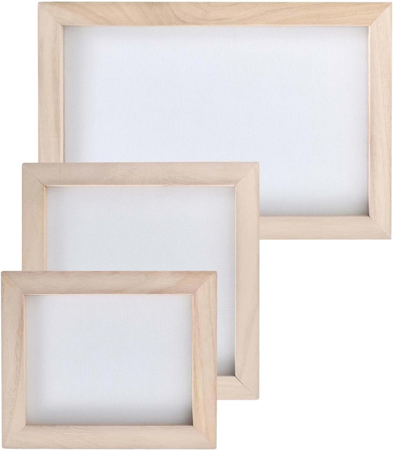 Rulbelok 3Pcs Traditional Paper Making Craft Tool Set with 3 Sizes Wooden Frame for Bookbinding Scrapbooking Art Craft Project Paper Making Tool