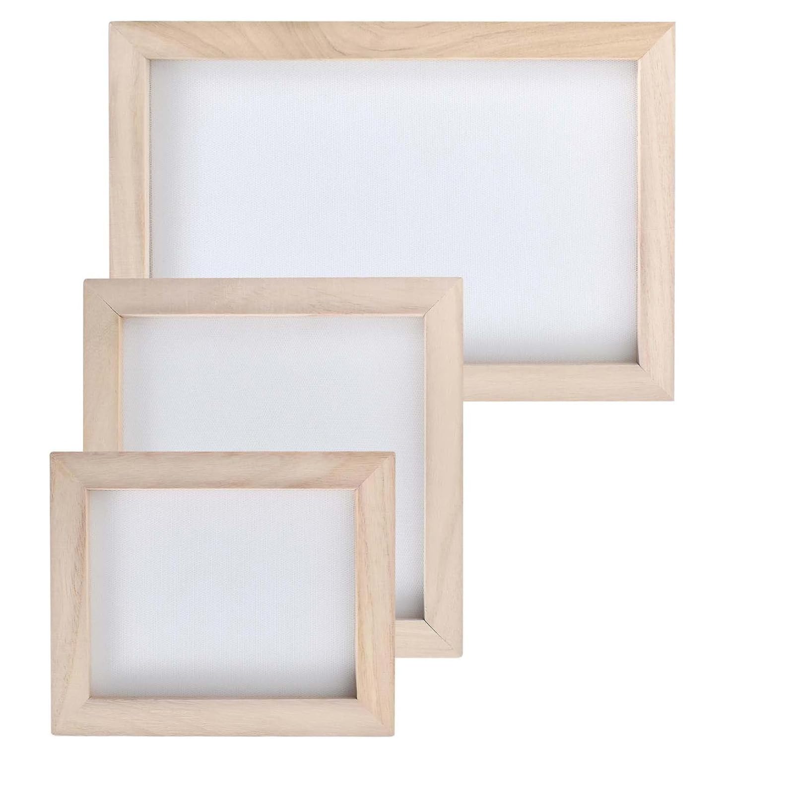 NEWFT 3Pcs Paper Making Craft Tool Set Wooden Papermaking Frames for Scrapbooking Bookbinding Dried Flower Craft Project Paper Making Tools