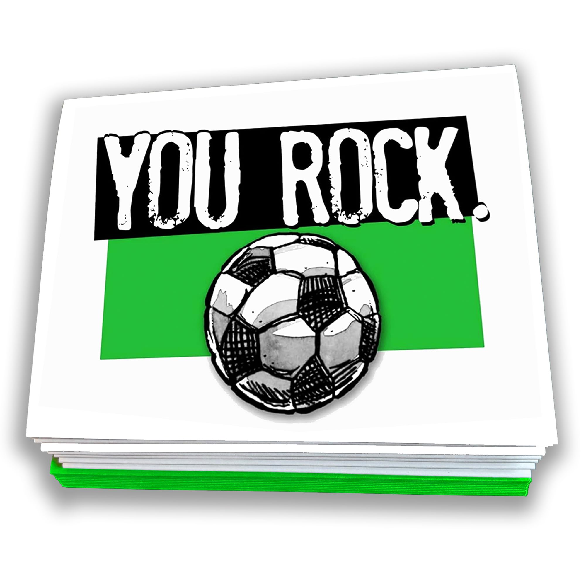 Play Strong SOCCER 'YOU ROCK' Thank You Note Cards 12-Pack (4.25”x5.5”) | Illustrated Sports Powercards | Perfect for Soccer Players, Coaches, Teams &
