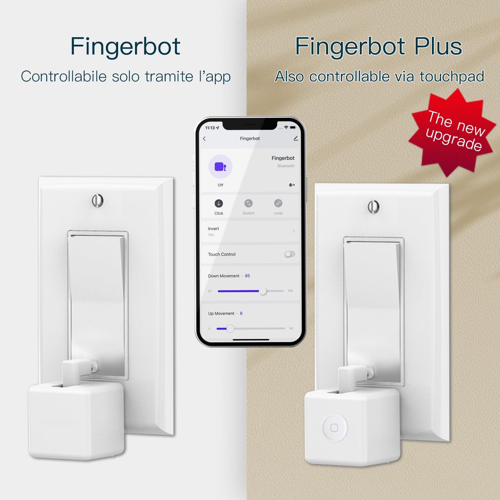 MOES Fingerbot Plus Smart Switch Toggle, Pulsante intelligente Pusher con controllo touch,Compatibile con Smart Life/Tuya APP，per Alexa/Google Home e Timer Controllo，MOES BLE HUB richiesto