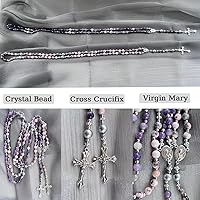 Vista 33 de Tiger Eye Cross Necklace for Men, Obsidian Necklace, Hematite Cross Pendant Lava Rock Rosary Healing Crystal Necklaces