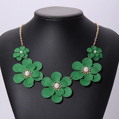 Miniatura 5 de Gargantilla bohemia para mujer, bonito collar de flores, collar de perlas gruesas con dije de perlas de verano, gargantillas de playa, collares de