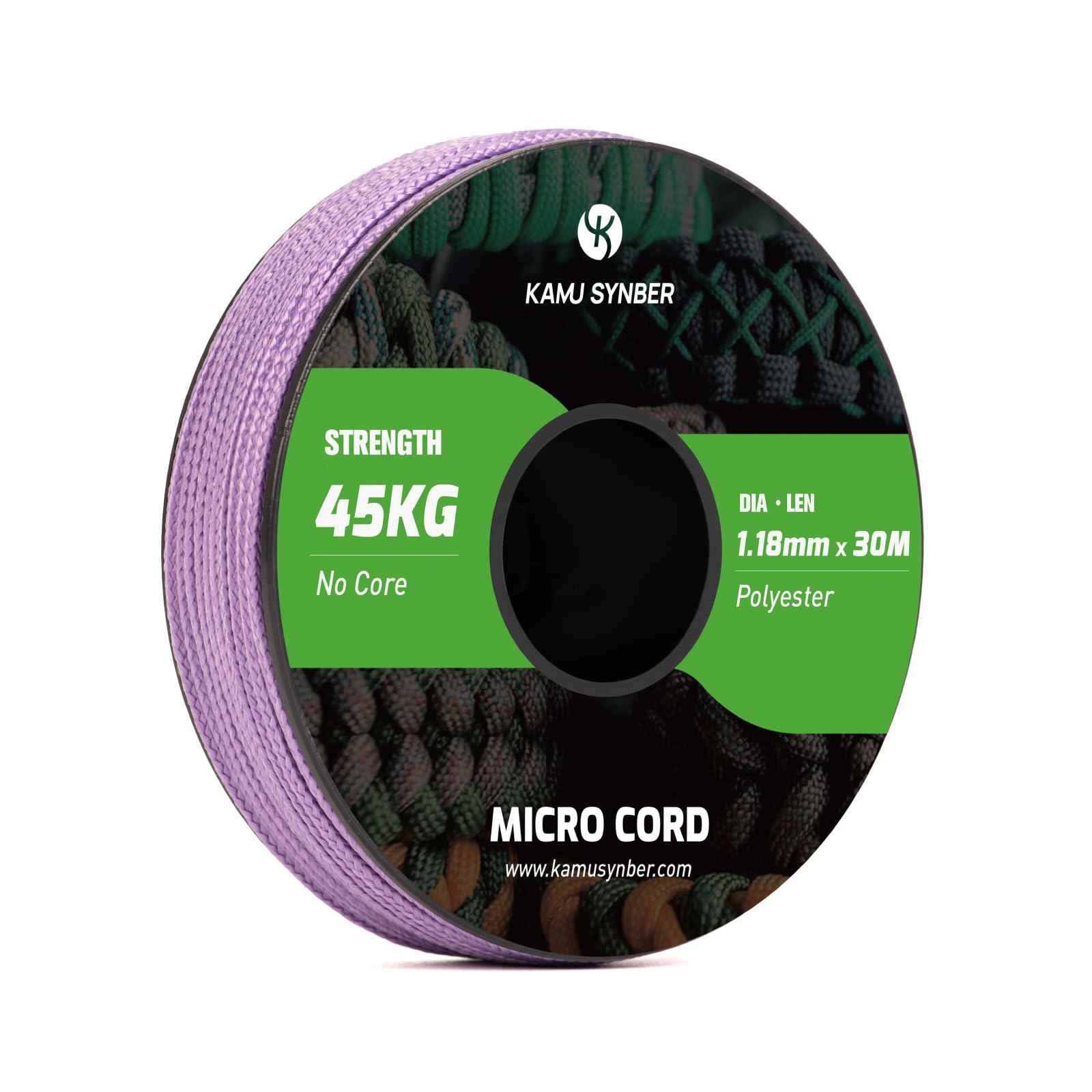 Kamu Synber Micro Cord 1.18mm Paracord Braided Rope 30m Spool for Bracelet, Crafting, Jewelry Making, Key Chains | Support 45kg | Lilac
