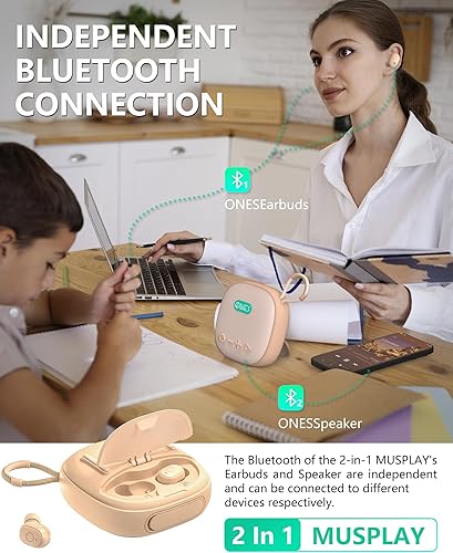 Miniatura 2 de ONES MusPlay - Altavoz inalámbrico con auriculares 2 en 1, audio de alta resolución, inteligente BluetoothAUXMP3 modo de juegomúsica altavoz de 24