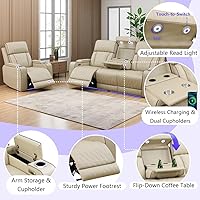 Vista 5 de Juego de sofá reclinable eléctrico, juego de sofá y silla reclinable de cuero, juegos de muebles de sala de estar, muebles de lujo de 3 piezas