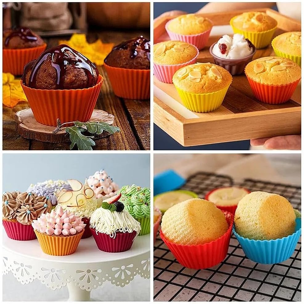 Kit 12 Formas de Silicone para Cupcake Muffin Bolinho Forno e Air Fryer Resistente a Temperatura Forminhas Livre de BPA Premium Kit 12 Formas de Silicone para Cupcake Muffin Bolinho Forno e Air Fryer Resistente a Temperatura Forminhas Livre de BPA Premium