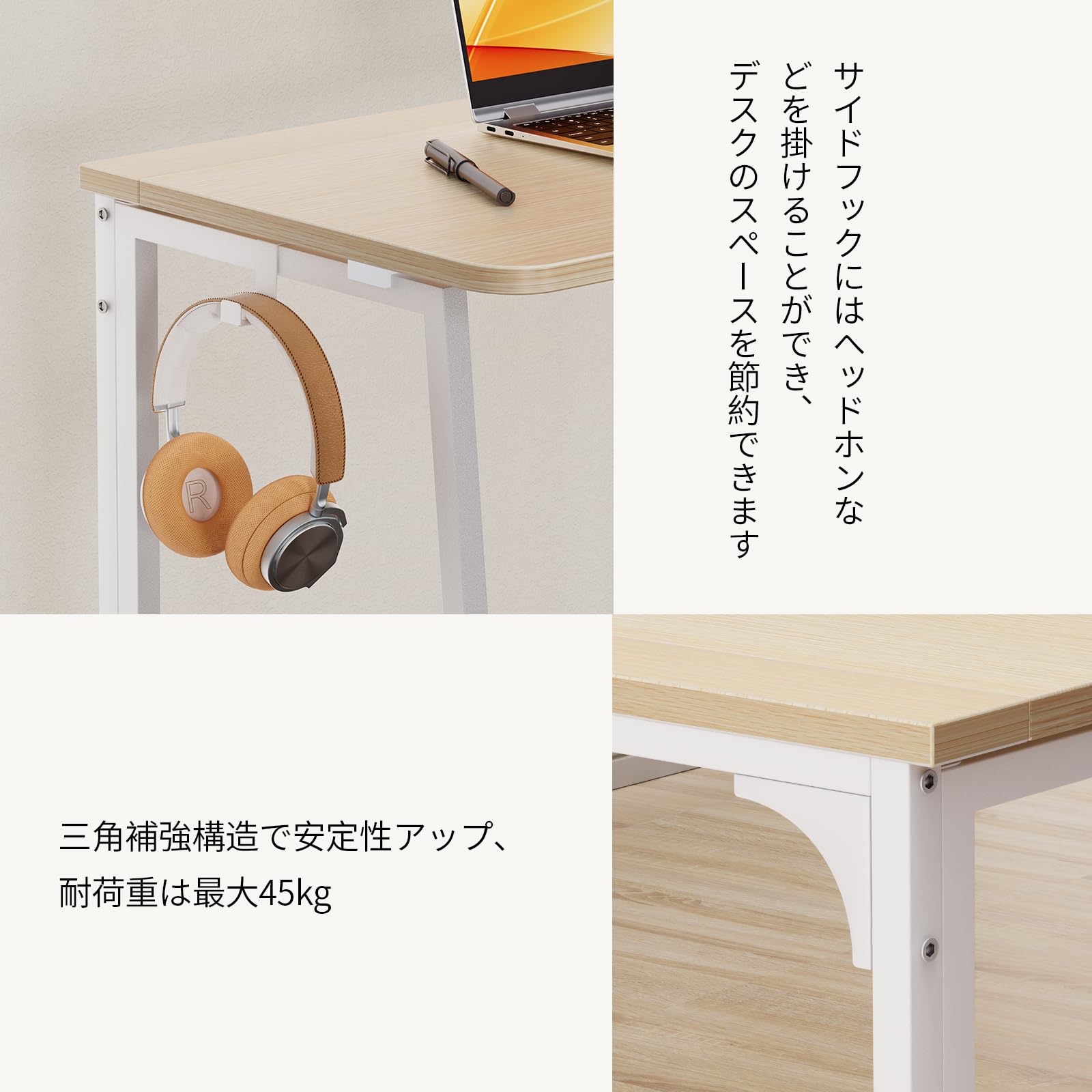 Amazon | WOHOMO デスク 折りたたみデスク 幅80*奥行40*高さ74.5cm