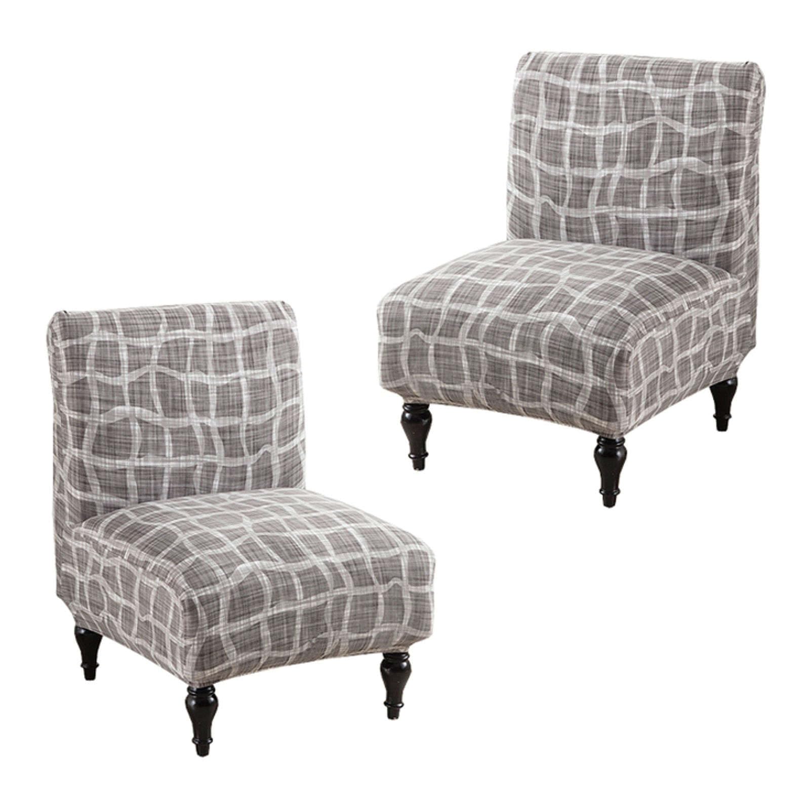 Jhld J Hld Stretch Armless Accent Chair Covers, Spandex Armless Accent Chair Slipcovers Printed Soft Armless Chair Slipcovers With Elastic Bottom Non Slip Armchair Covers For Living Room-2 Piece