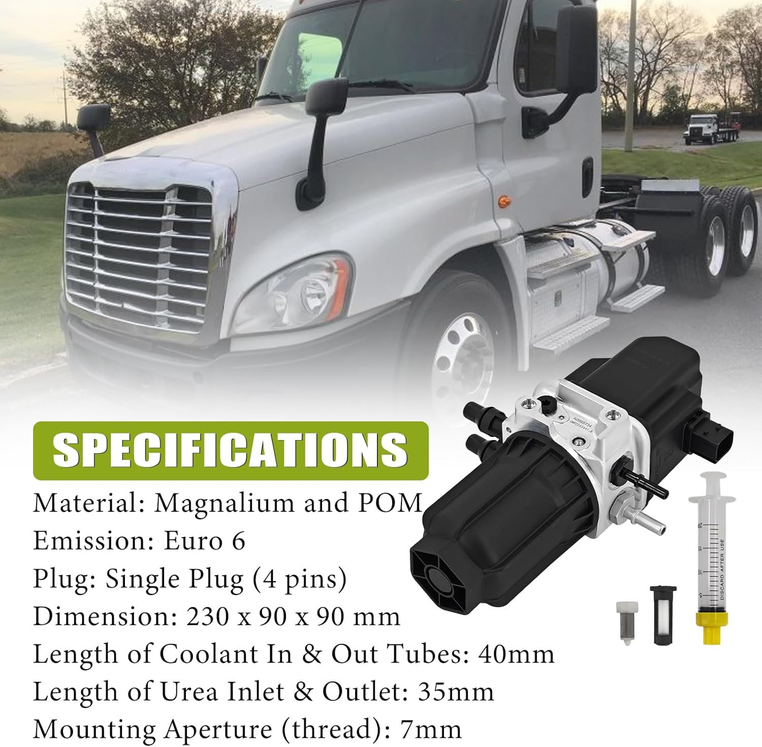 DEF Pump Diesel Emission Fluid Pump Replacement for Freightliner Cascadia 2017-2023 Replacement for Detroit DD13 DD15 EURO 6 Single Plug A0001409678 A066S734 WH250580 A0001407278 A0001408078