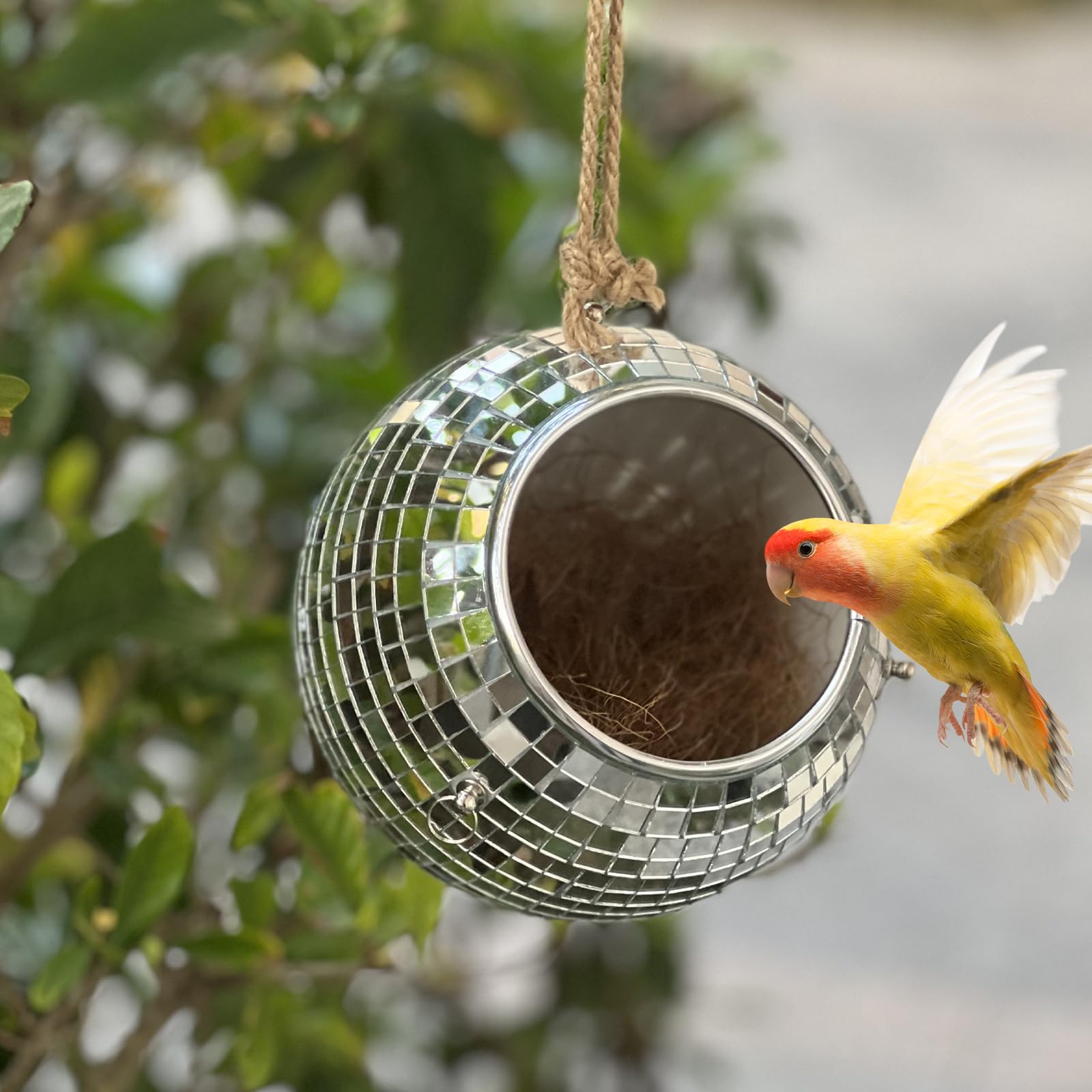FlidRunest Disco Bird Nest Ball Toy, Hanging Small Bird Nest Breeding Ball, Bird Breeding Ball House, Disco Bed Hammock for Bird, Conure, Cockatiel, Lovebird, Canary