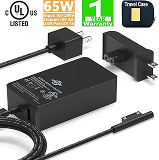 Surface Pro Surface Laptop Charger [UL Listed] 65W Power Adapter Compatible with Microsoft Surface Pro X Pro 7 Pro 6 Pro 5 Pro 4 Pro 3 Surface Laptop 1 2 3 Surface Go 1 2 Surface Book and Travel Case