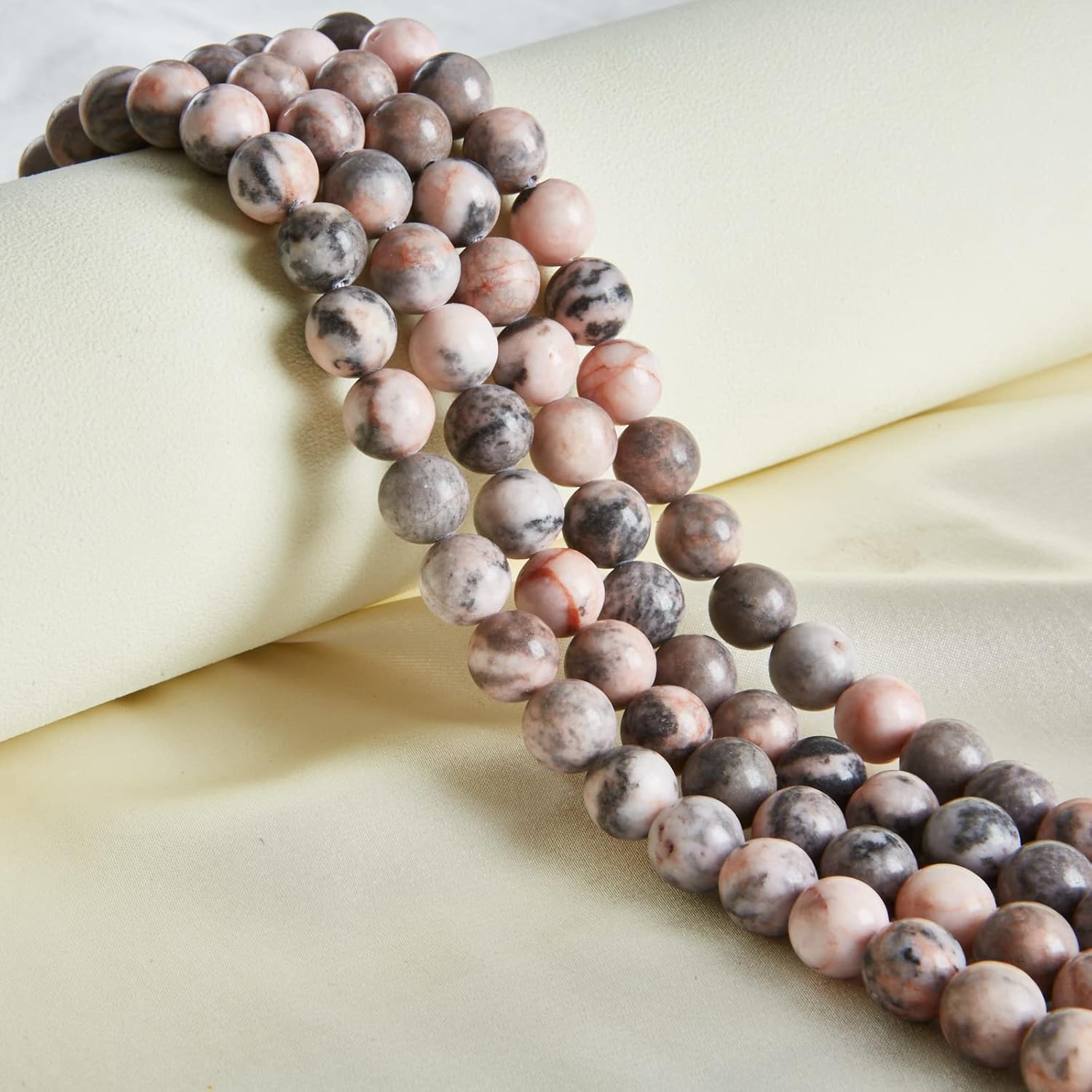 45pcs 8mm Pink Zebra Beads Natural Gemstone Beads Round Loose Beads for Jewelry Making - Image 6