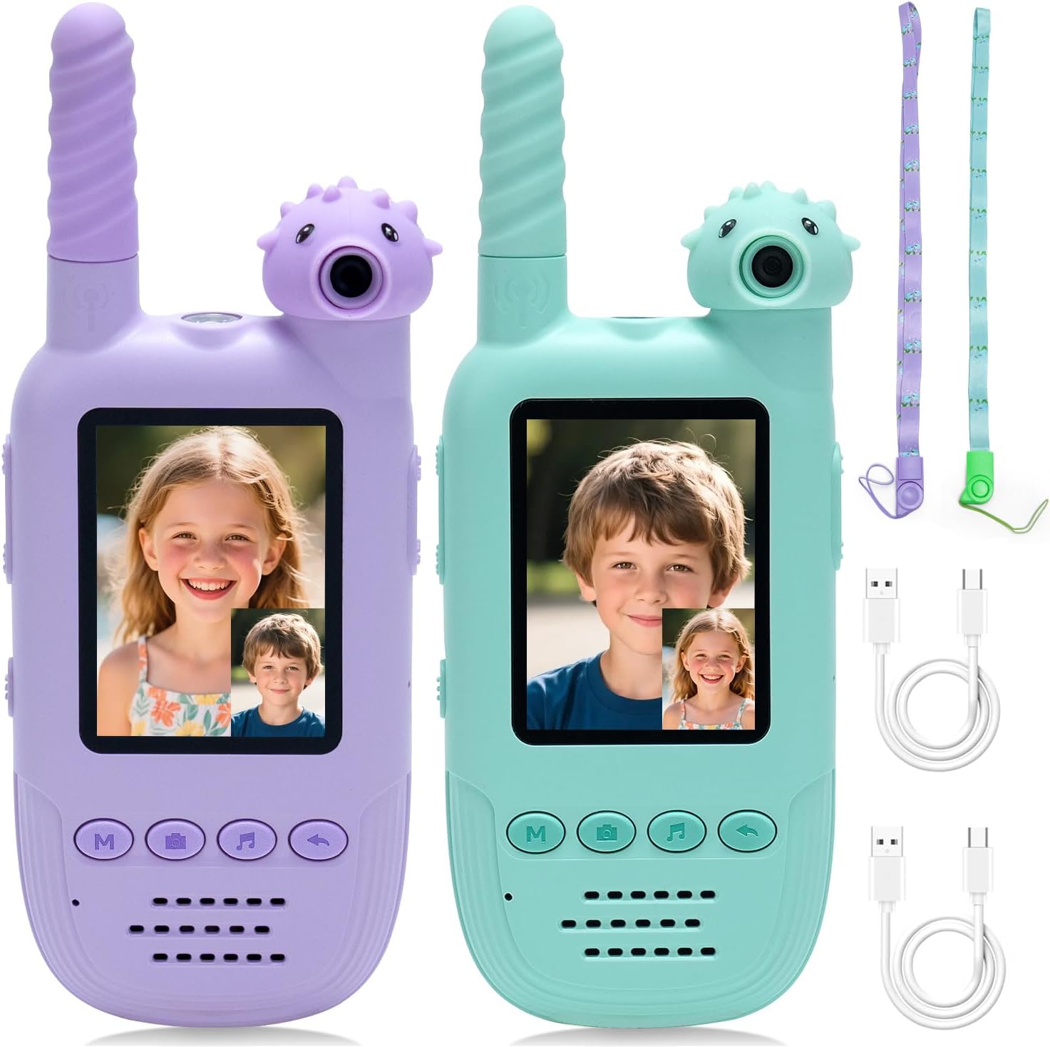 Kids Video Walkie Talkies, 2 Pack Long Range Walkie-Talkie for Kids, Rechargeable Video Call Toys with Camera for Indoor,Camping,Hiking,Travel,Christmas,Birthday Gift for Boys Girls Age 3-12