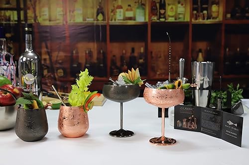 Miniatura 6 de Sky Fish Vaso de cóctel Martini de 14 onzas, acero inoxidable chapado en cobre, juego de 2 con 2 selecciones de cóctel