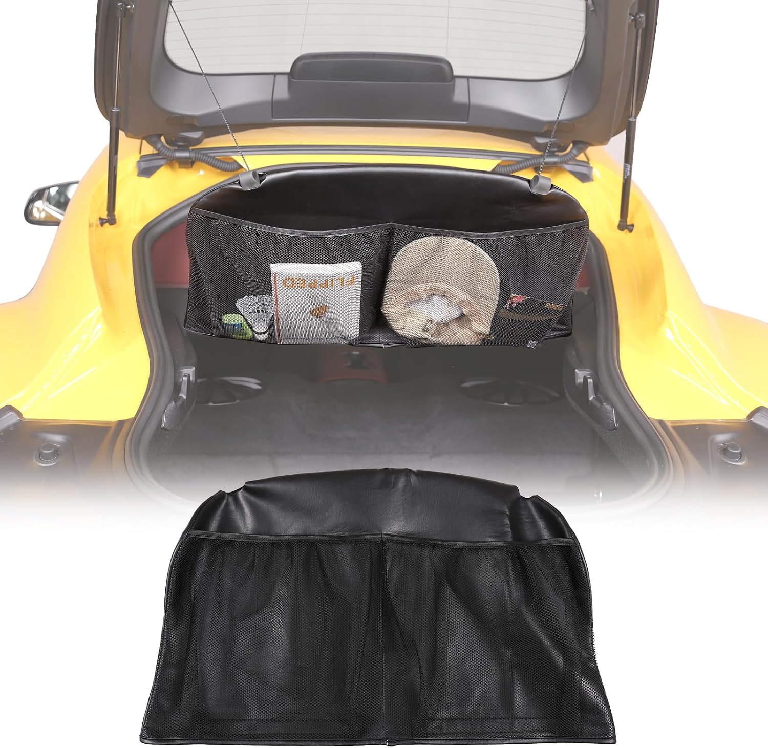 Car Trunk Organizer Compatible with Toyota Supra GR A90 A91 MK5 2019-2026, Foldable Rear Trunk Storage Organizer Pockets, Leather Car Storage Bag Space Saving