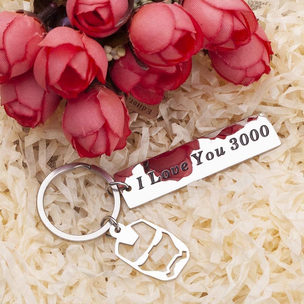 Keychain I Love You 3000, Boyfriend Girlfriend Gift, Dad Father Mother Gift, Comic Movie Inspired Fan Gift, Couples Keychain for Husband Wife Son Daughter Birthday
