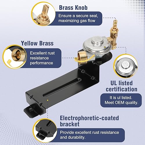Miniatura 7 de Regulador de válvula de parrilla de gas 80477 actualizado compatible con weber serie Q100Q120, reemplazo del regulador de gas 80477 para piezas de