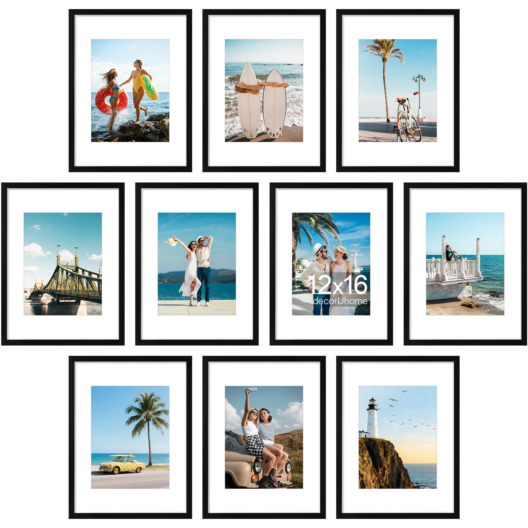 decorUhome 10 Pack 12x16 Picture Frame Black