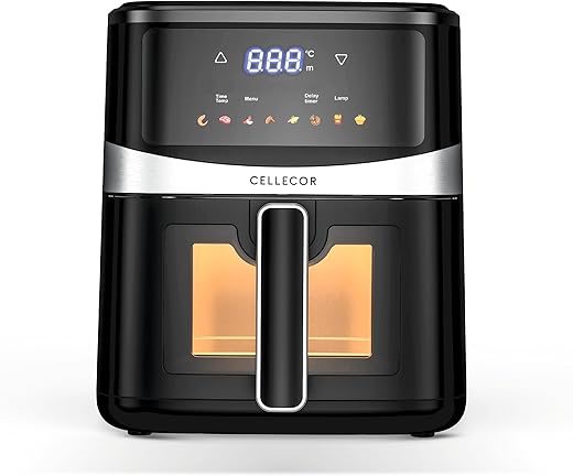 Cellecor Airflow 5.5L Air Fryer, Rapid Air Technology, 8 Preset Menu, 1500W Power, Digital Touch Control, 90% Less Oil usage, Non-Stick Basket,…
